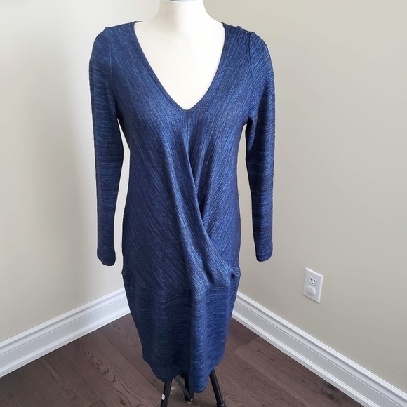 Brenda Beddome Blue Front Faux Wrap Dress Size 12 - Picture 8 of 8